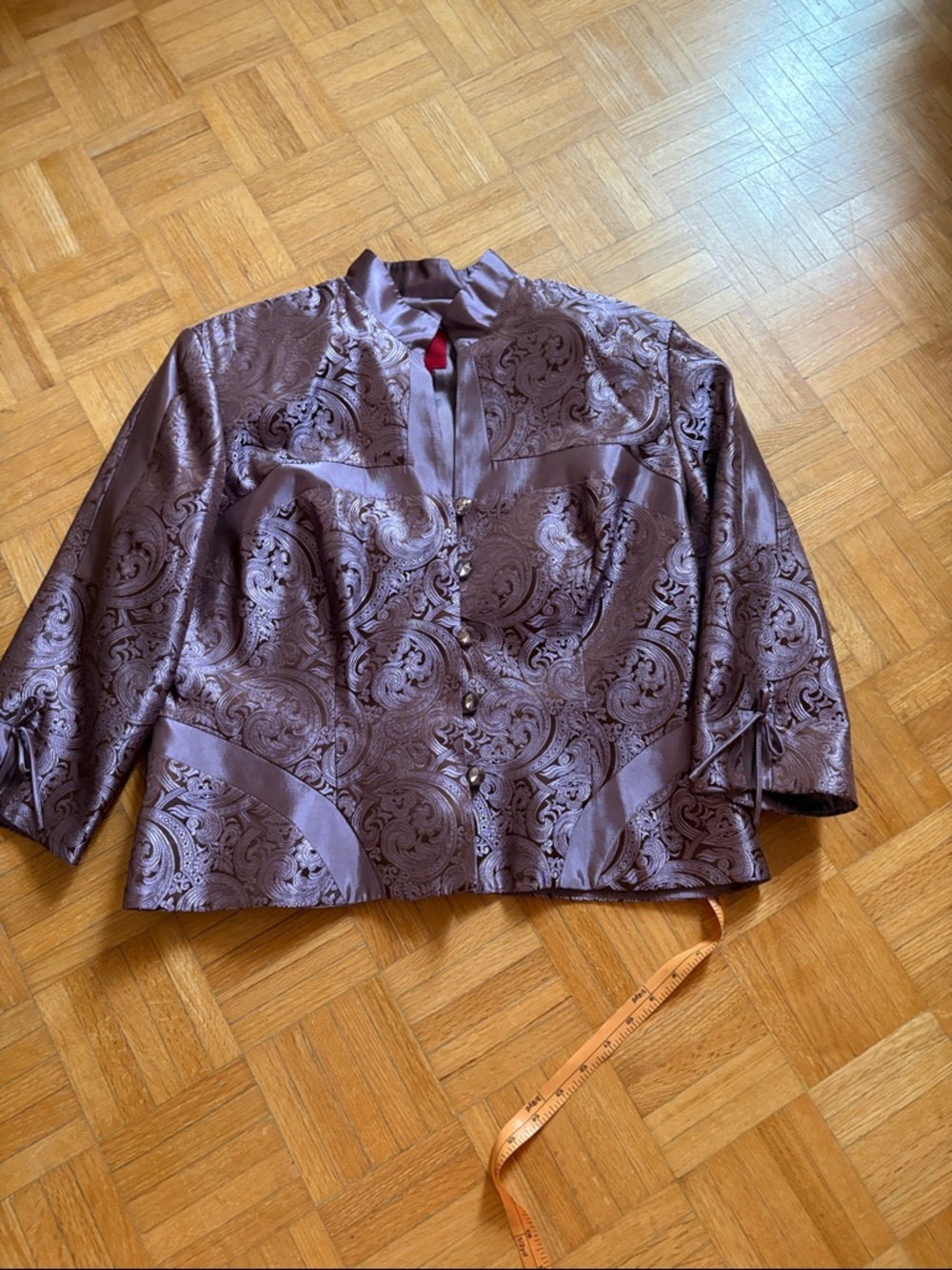 JS  collection Elegant Purple Paisley Satin Jacket. NWOT